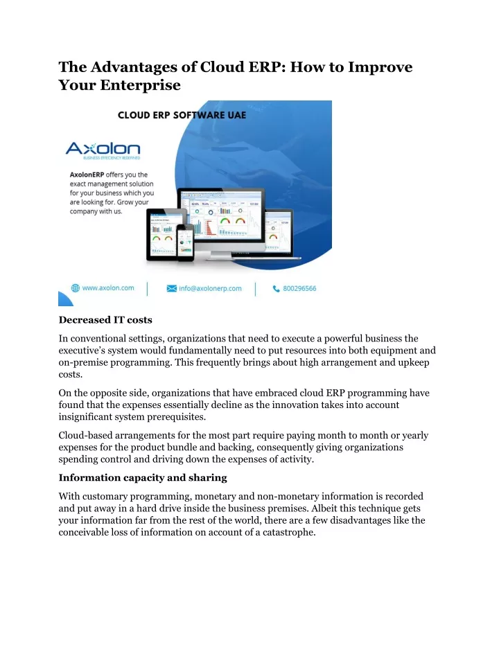 the advantages of cloud erp how to improve your