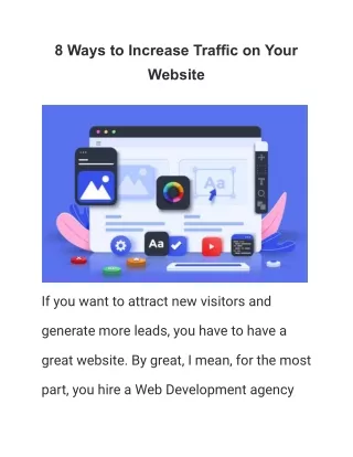 8 ways to increase traffic on your website