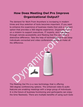 How Does Meeting Owl Pro Improve Organizational Output