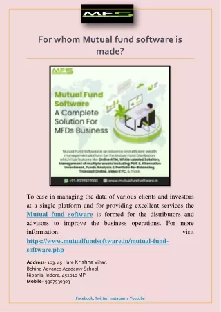 for whom mutual fund software is made