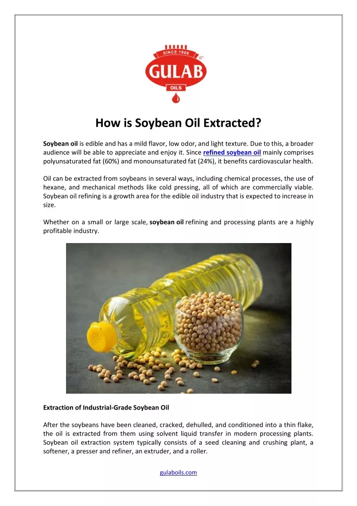 how is soybean oil extracted