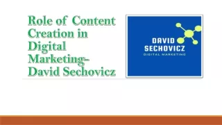 Role of Content Creation in Digital Marketing- David Sechovicz
