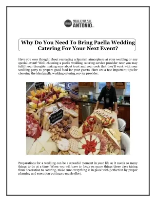 Why Do You Need To Bring Paella Wedding Catering For Your Next Event