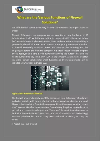 what are the various functions of firewall
