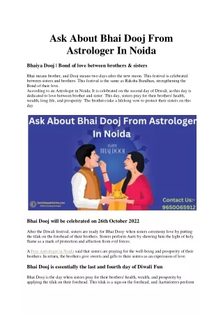 Ask About Bhai Dooj From Astrologer In Noida