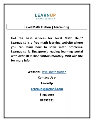 Level Math Tuition | Learnup.sg