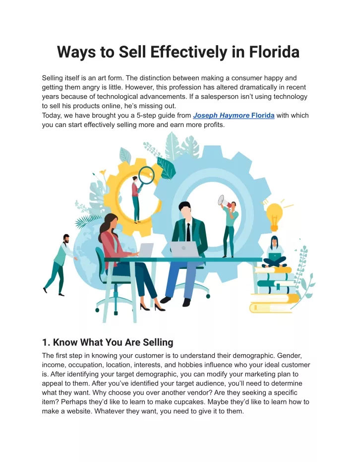 ways to sell effectively in florida