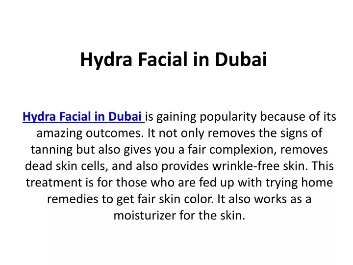 hydra facial in dubai