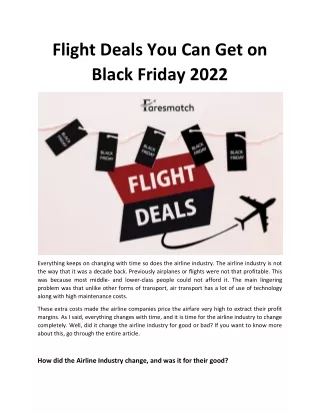Flight Deals You Can Get on Black Friday 2022