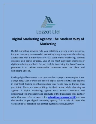 Digital Marketing Agency The Modern Way of Marketing
