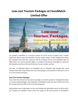 Low-cost Tourism Packages at FaresMatch