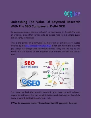 Unleashing The Value Of Keyword Research With The SEO Company In Delhi NCR