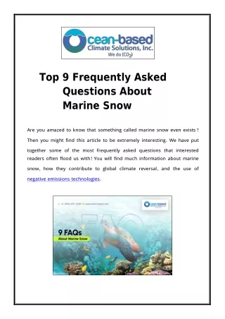 top 9 frequently asked questions about marine snow