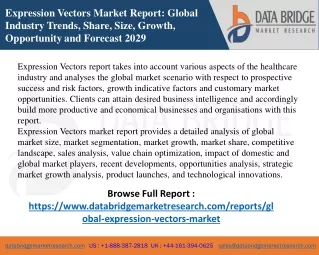 expression vectors market report global industry