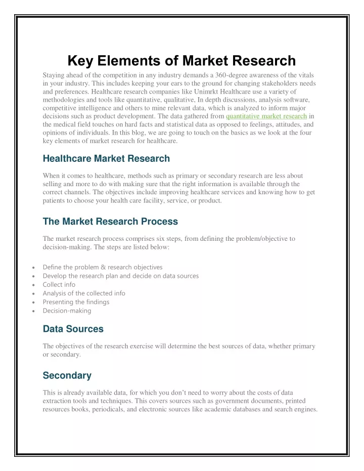 key elements of market research staying ahead