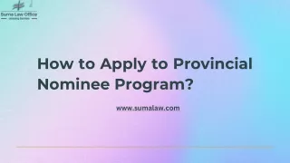 How to Apply in Provincial Nominee Program