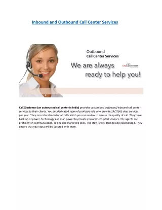 Inbound and Outbound Call Center Services