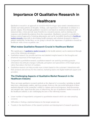 importance of qualitative research in healthcare