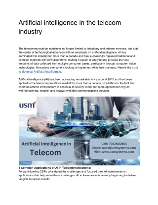 artificial intelligence in the telecom industry