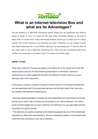 What is an Internet television Box and what are its Advantages