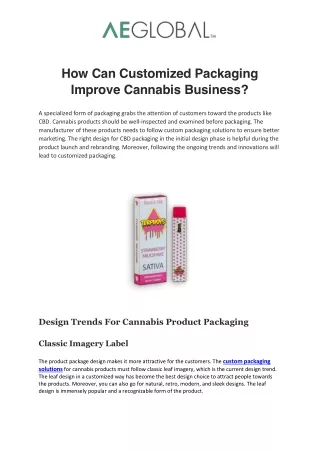 How Can Customized Packaging Improve Cannabis Business