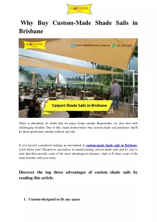 why buy custom made shade sails in brisbane