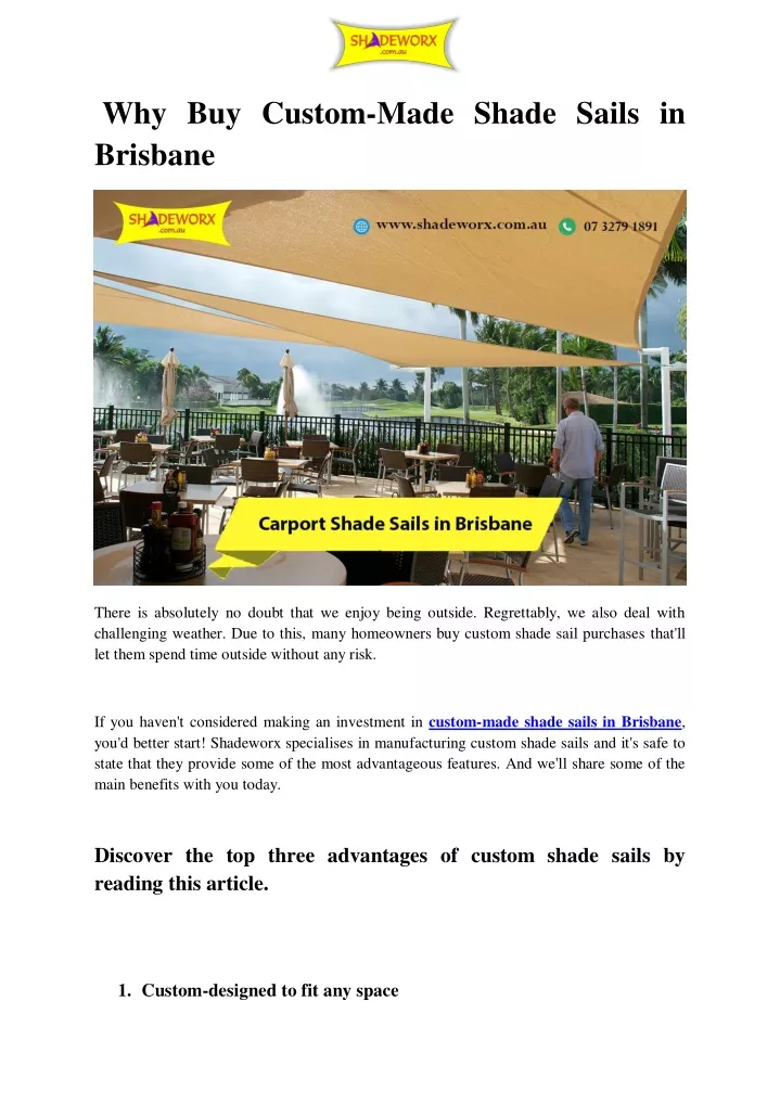 why buy custom made shade sails in brisbane