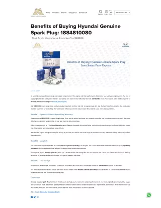 Benefits of Buying Hyundai Genuine Spark Plug 1884810080