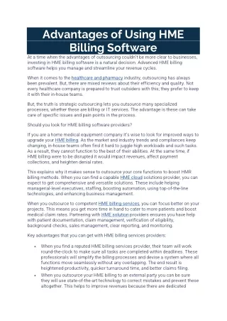 Advantages of Using HME Billing Software