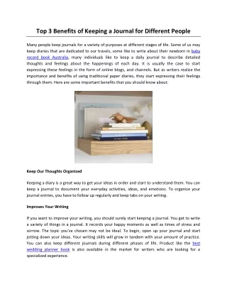 top 3 benefits of keeping a journal for different