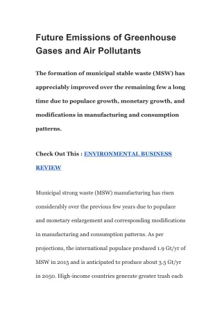 future emissions of greenhouse gases