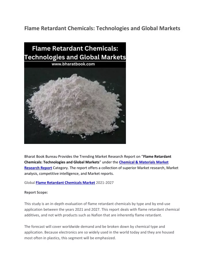 flame retardant chemicals technologies and global