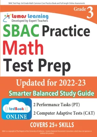 SBAC Test Prep 3rd Grade Math Common Core Practice Book and Full length