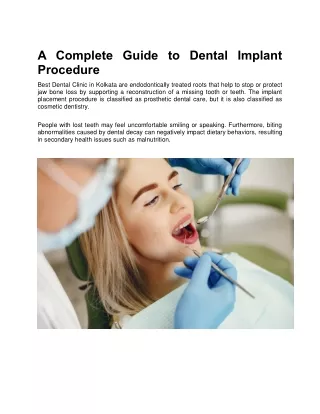 A Complete Guide to Dental Implant Procedure