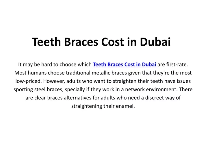 teeth braces cost in dubai