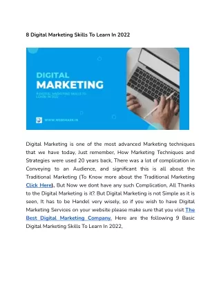 8 Digital Marketing Skills To Learn In 2022