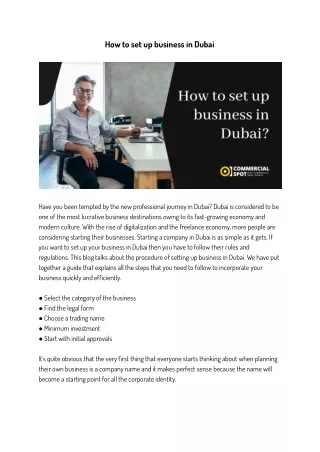 How to set up business in Dubai