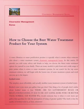 How to Choose the Best Water Treatment Product for Your System