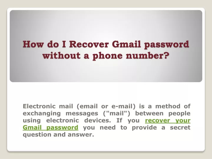 how do i recover gmail password without a phone