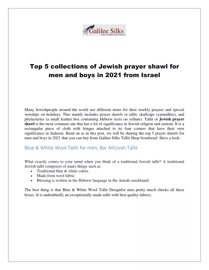 top 5 collections of jewish prayer shawl
