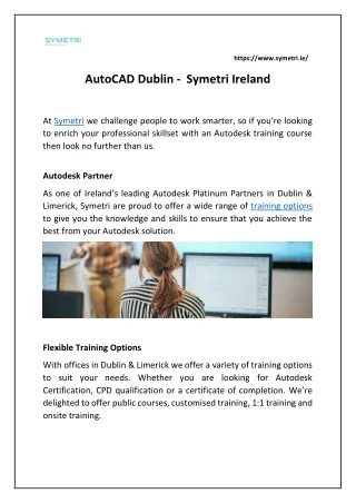AutoCAD Dublin -  Symetri Ireland