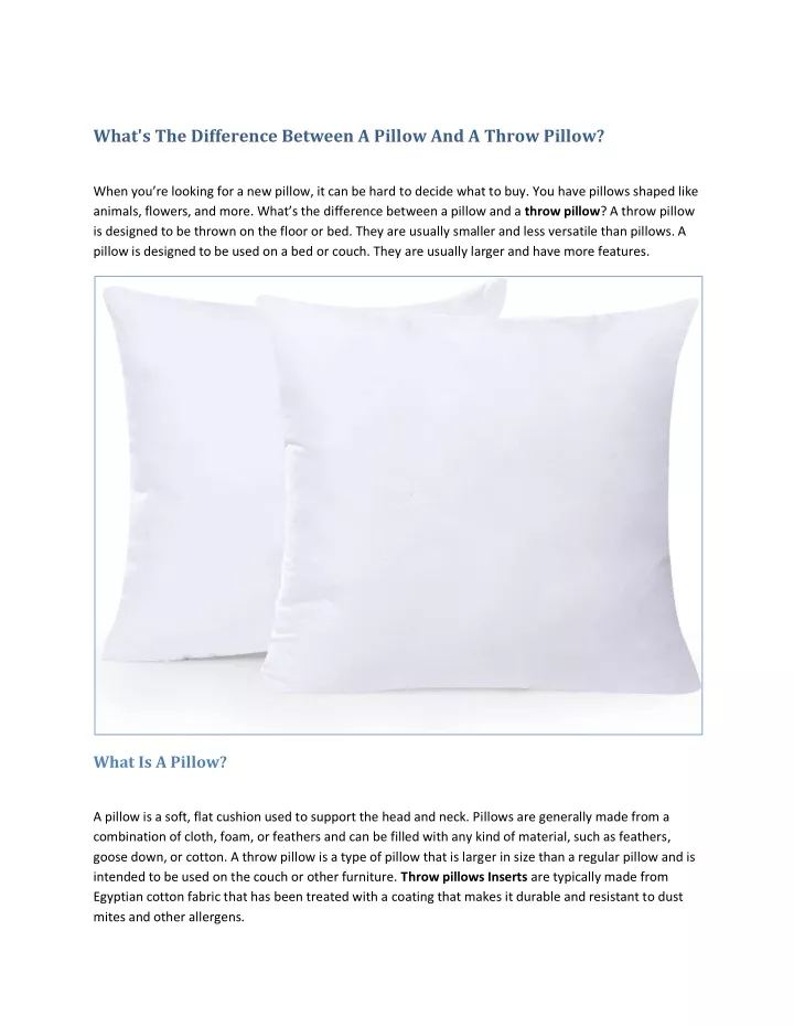 what s the difference between a pillow