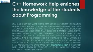 C   Homework Help enriches the knowledge of the students about Programming