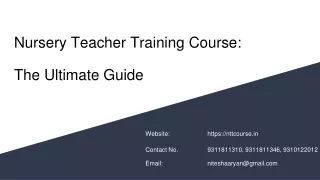 Nursery Teacher Training Course