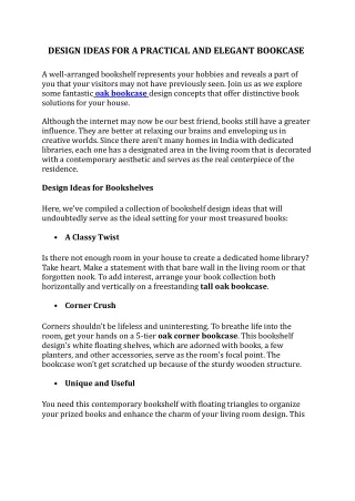 design ideas for a practical and elegant bookcase