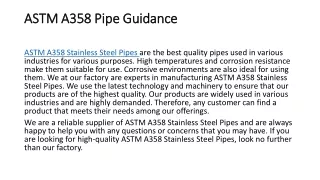 astm a358 pipe guidance