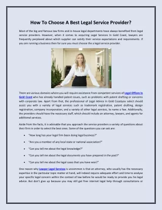 How To Choose A Best Legal Service Provider