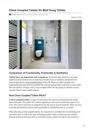Close Coupled Toilets Vs Wall Hung Toilets