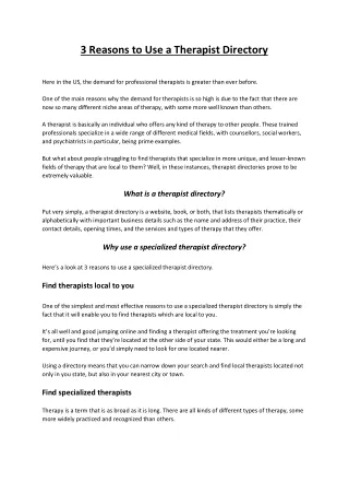 3 reasons to use a therapist directory