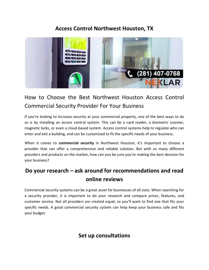 access control northwest houston tx